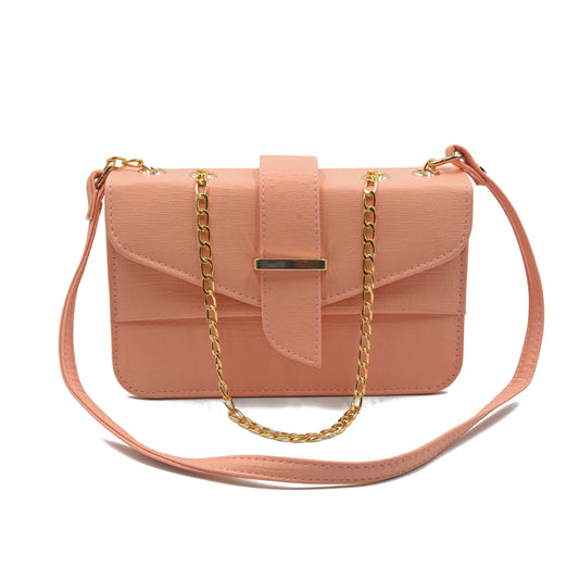 Stylisha crossbody chain bag -  Peach