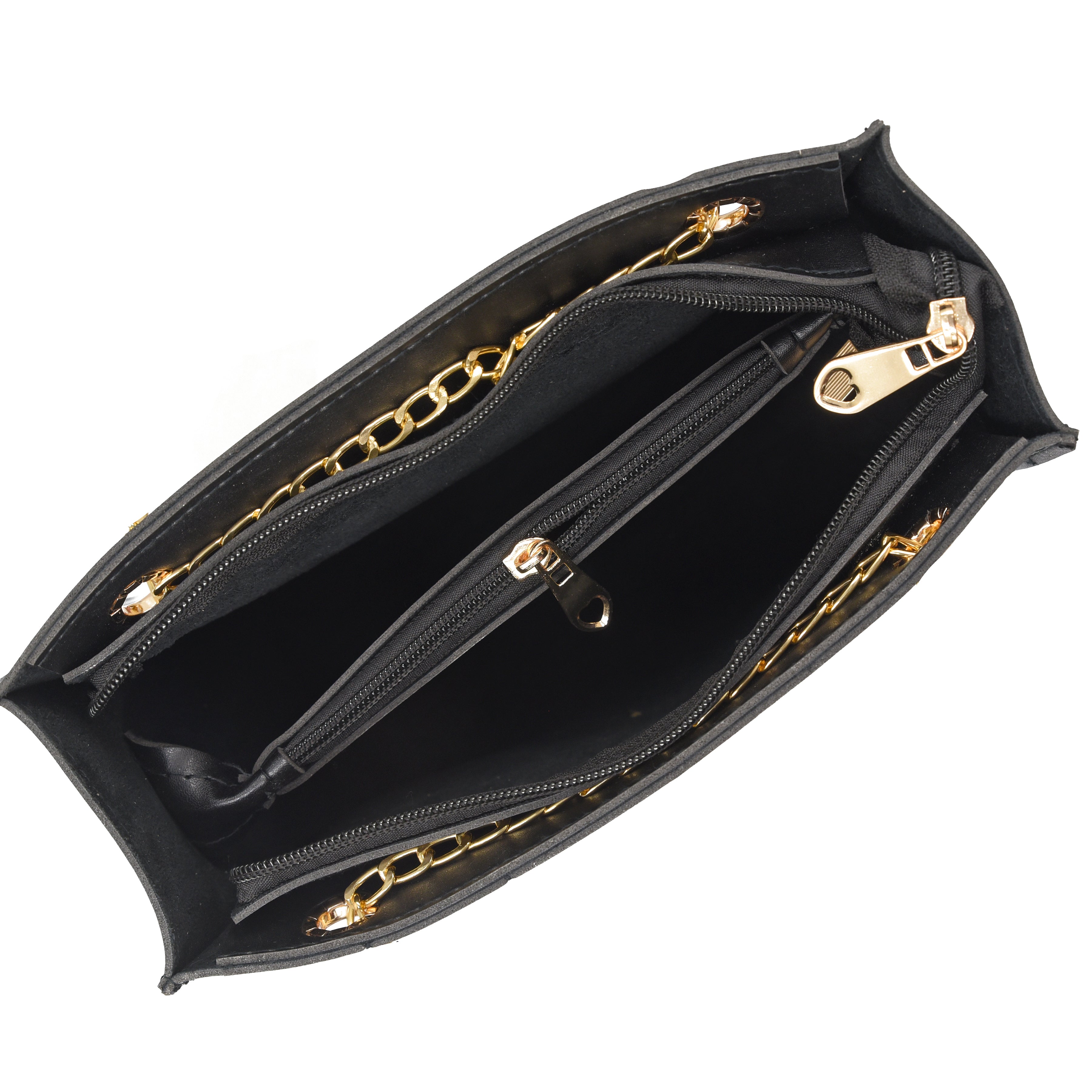 Regalia long chain crossbody Bag- Black