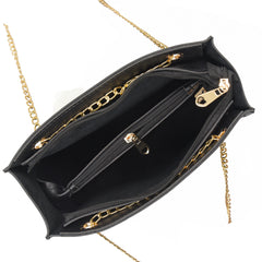 Regalia long chain crossbody Bag- Black