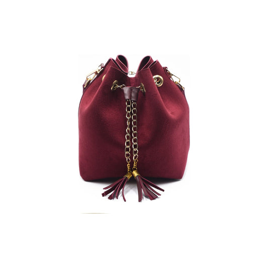 Elara Bucket Bag - Maroon