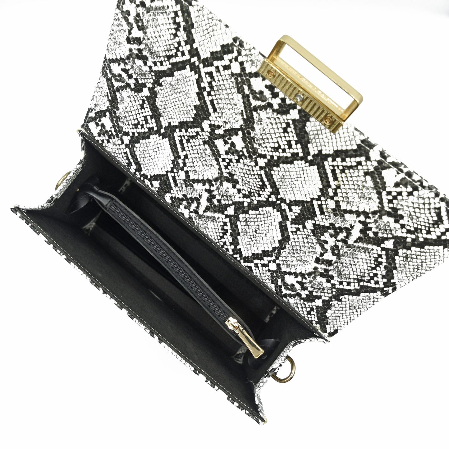 Leather Crossbody Bag - Black & White