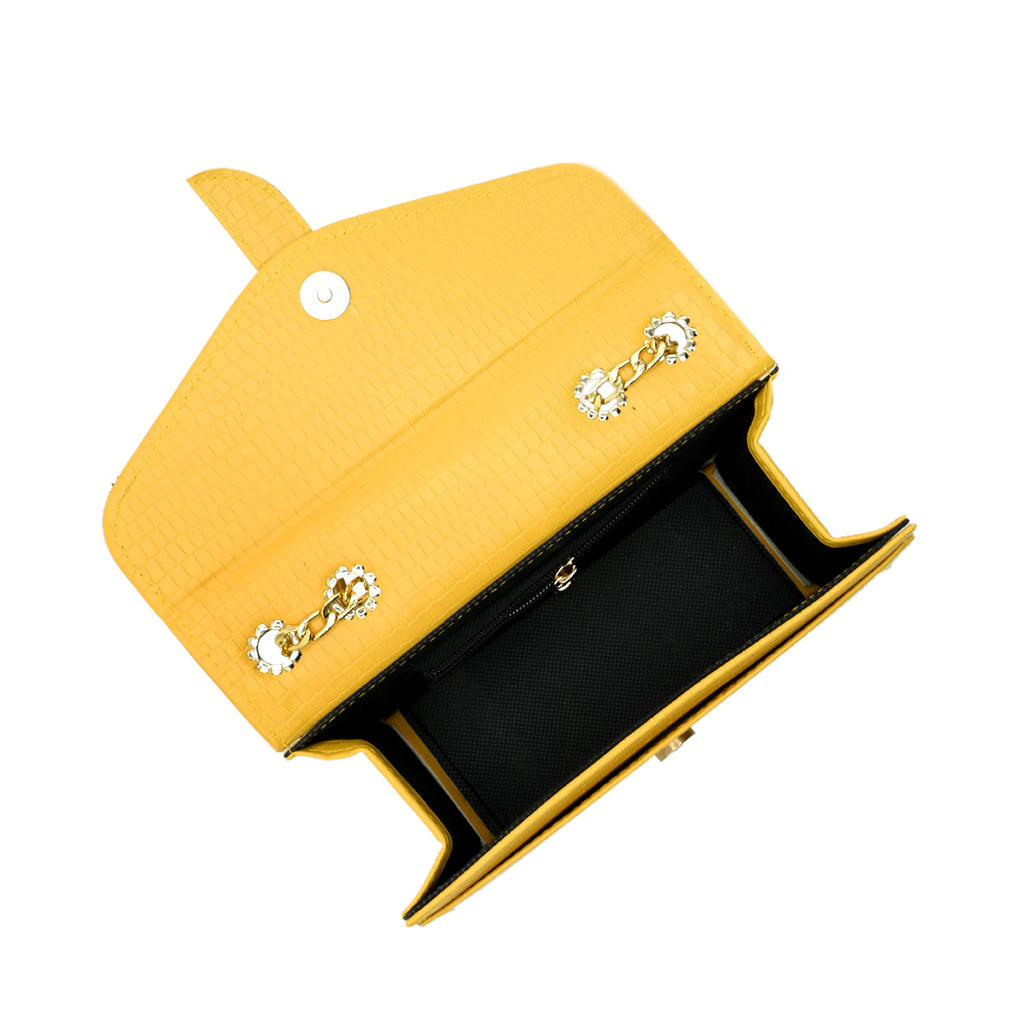 Stylisha Crossbody chain Bag - Yellow