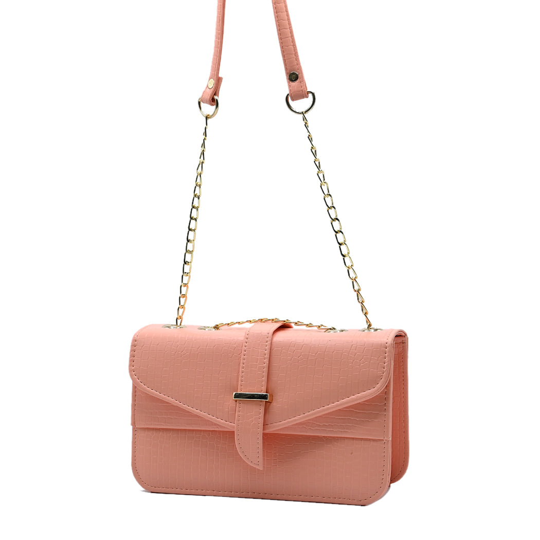 Stylisha crossbody chain bag -  Peach