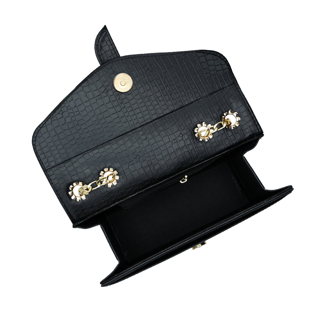 Stylisha crossbody chain bag - Black