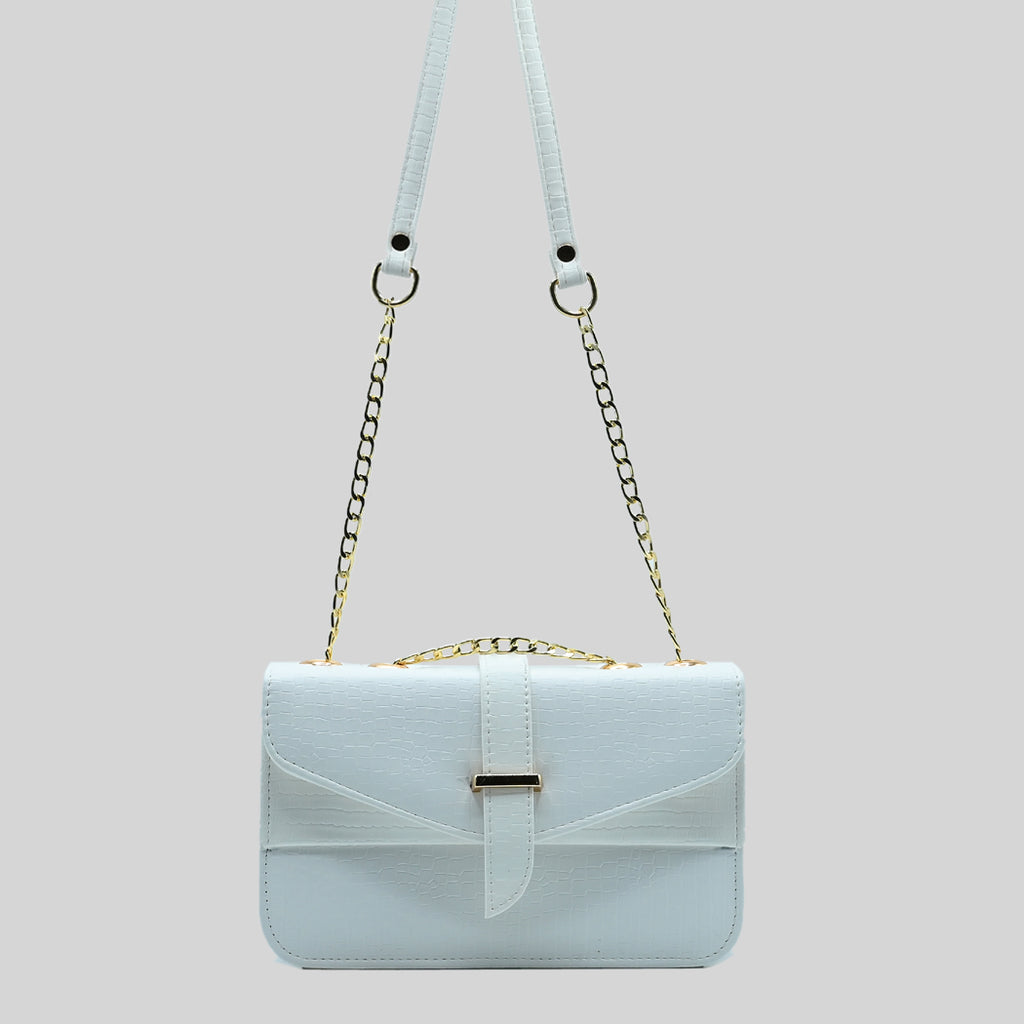 Stylisha crossbody chain bag - White