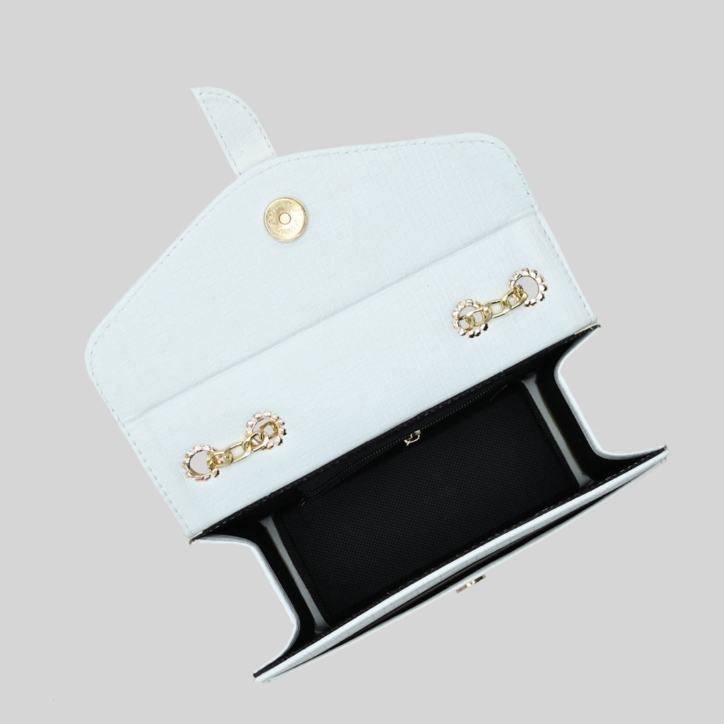 Stylisha crossbody chain bag - White