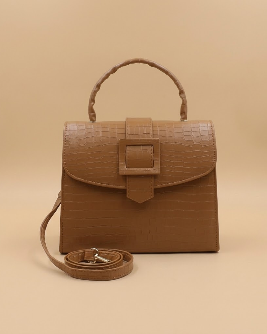 Formal Leather Woman Handbag-Brown