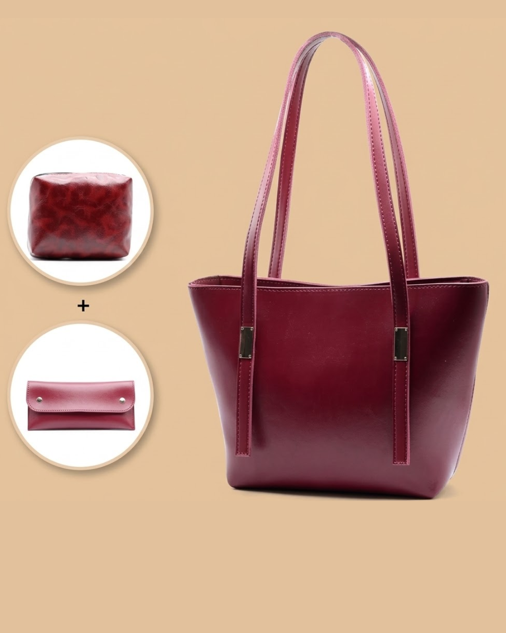 Grace Trio Handbag Set of 3 Maroon