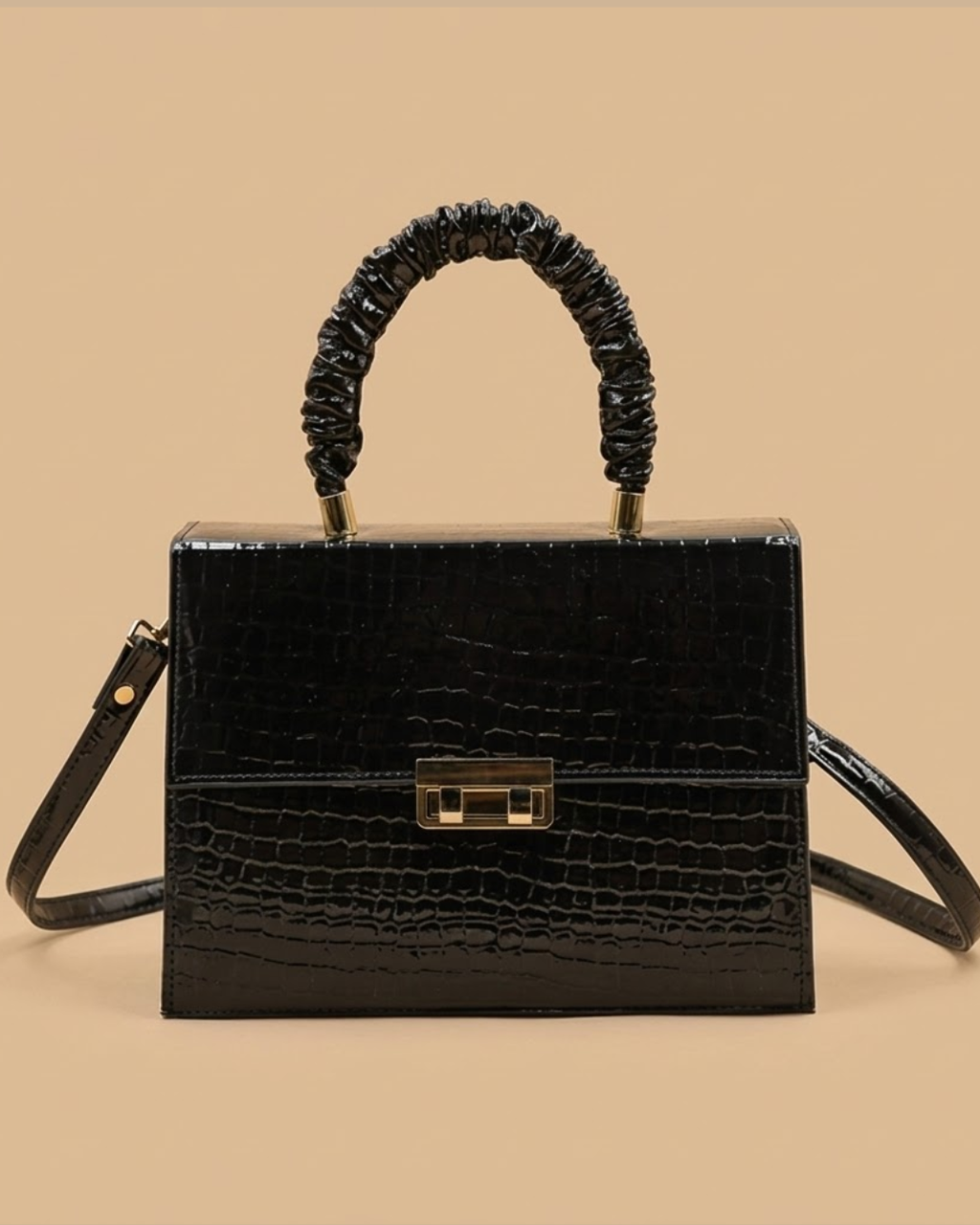 Leather Crossbody Bag -Black