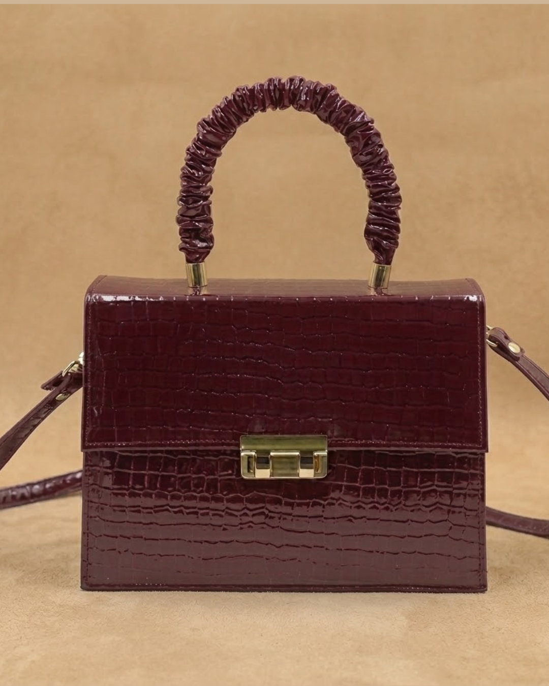 Leather Crossbody Bag - Maroon