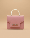 Lustre Pearl Tote – Elegant Pink Handbag with Pearl Handle