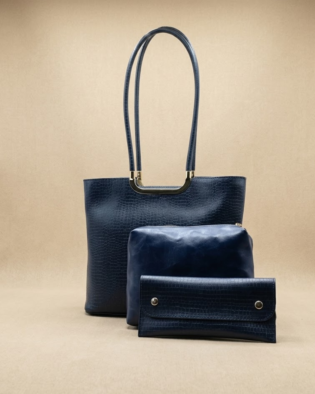 Metro Luxe Tote Set Navy Blue