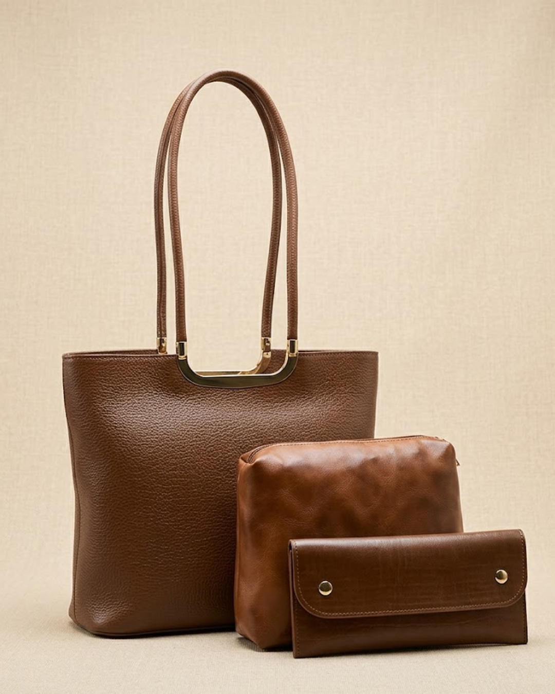 Metro Luxe Tote Set Brown