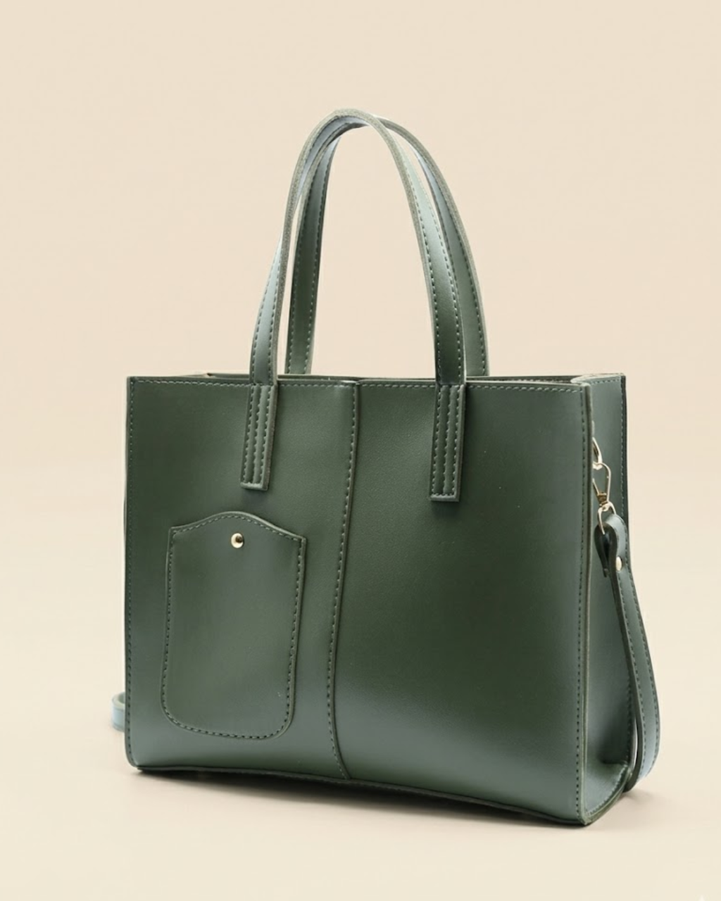 Modern Pocket Tote Olive Green