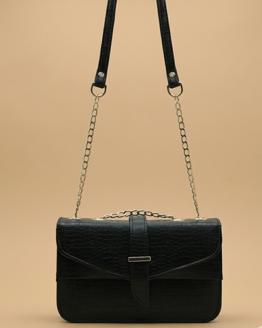 Stylisha crossbody chain bag - Black
