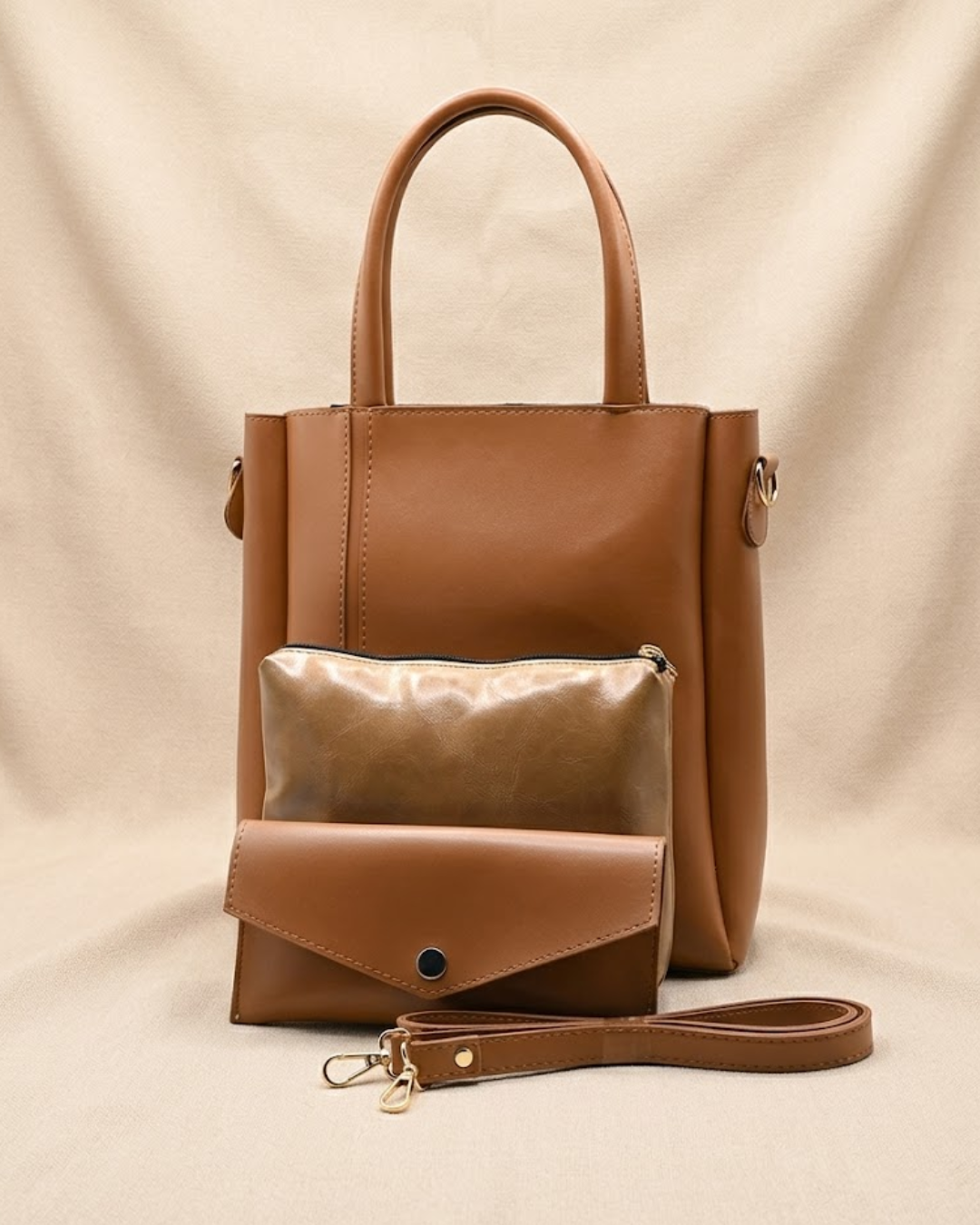 Urban Chic 4-in-1 Tote Bag Set – Caramel Brown