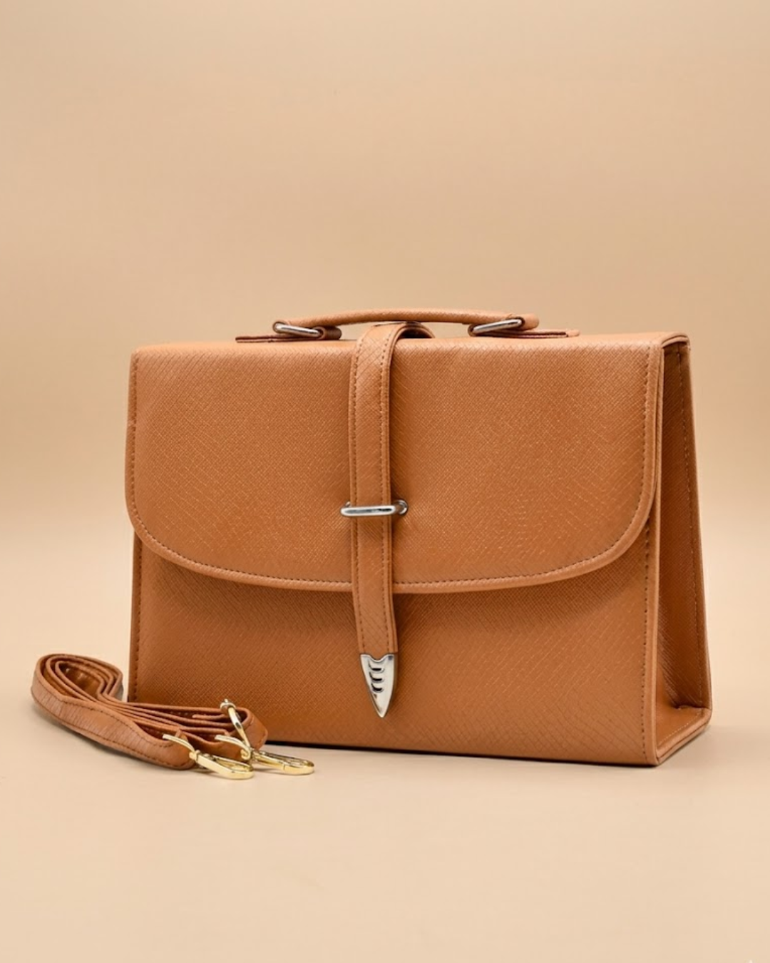 Classic Square Top Handle Bag - Tang colour