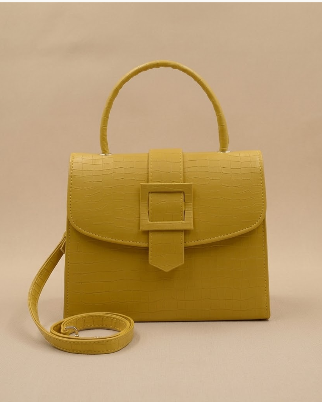 Formal Leather Woman Handbag - Yellow