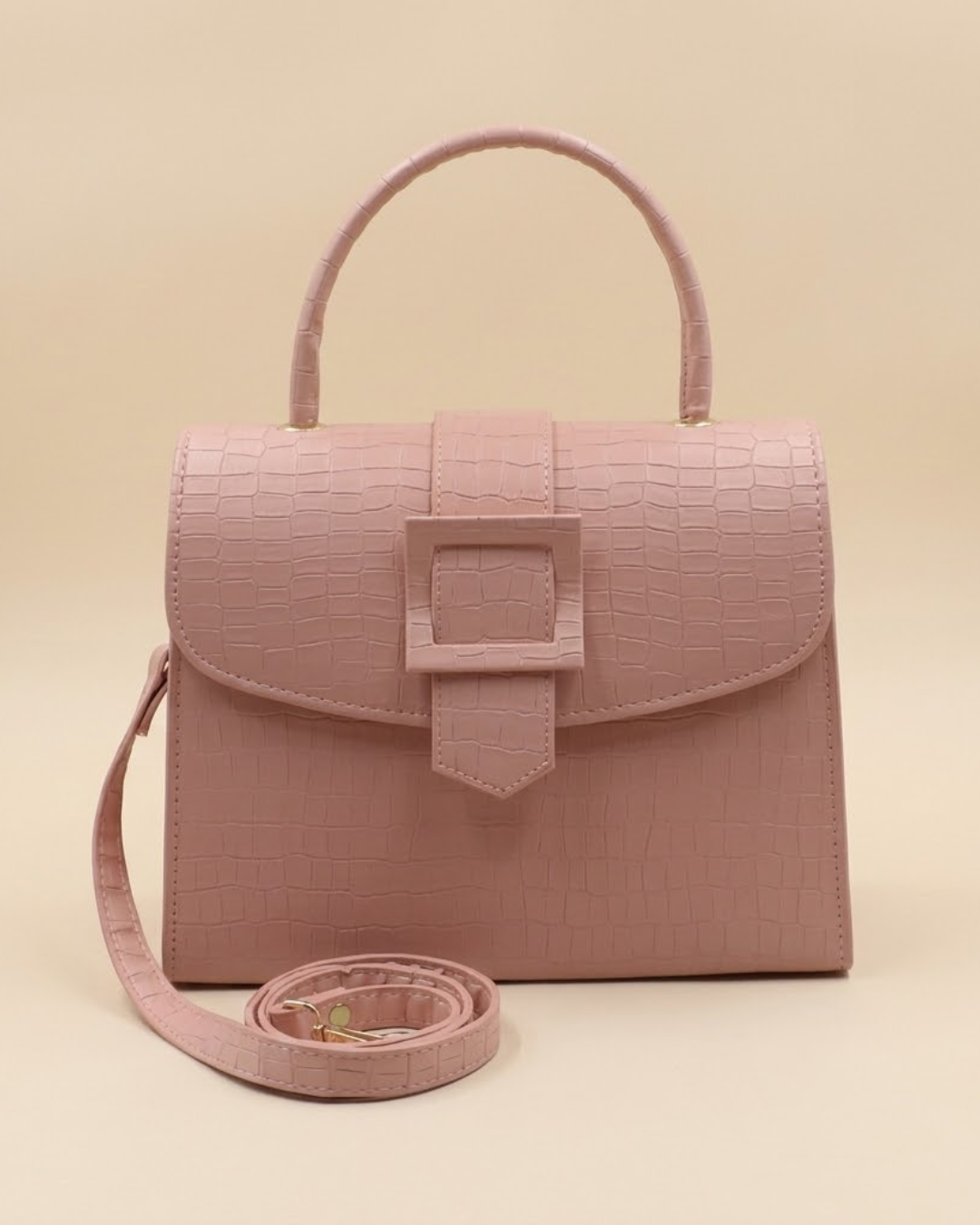 Formal Leather Woman Handbag - Pink