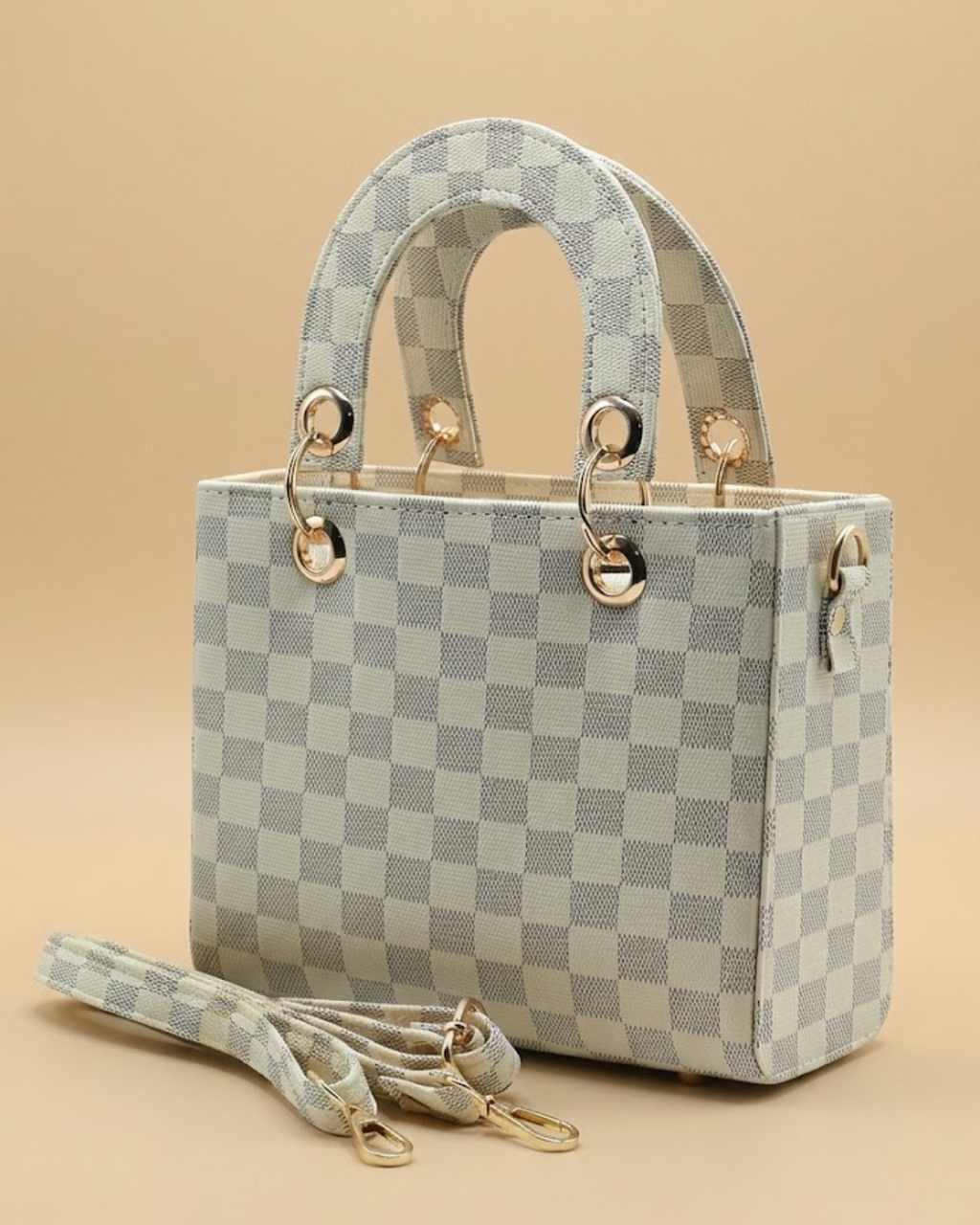 Checker Mini Crossbody_White