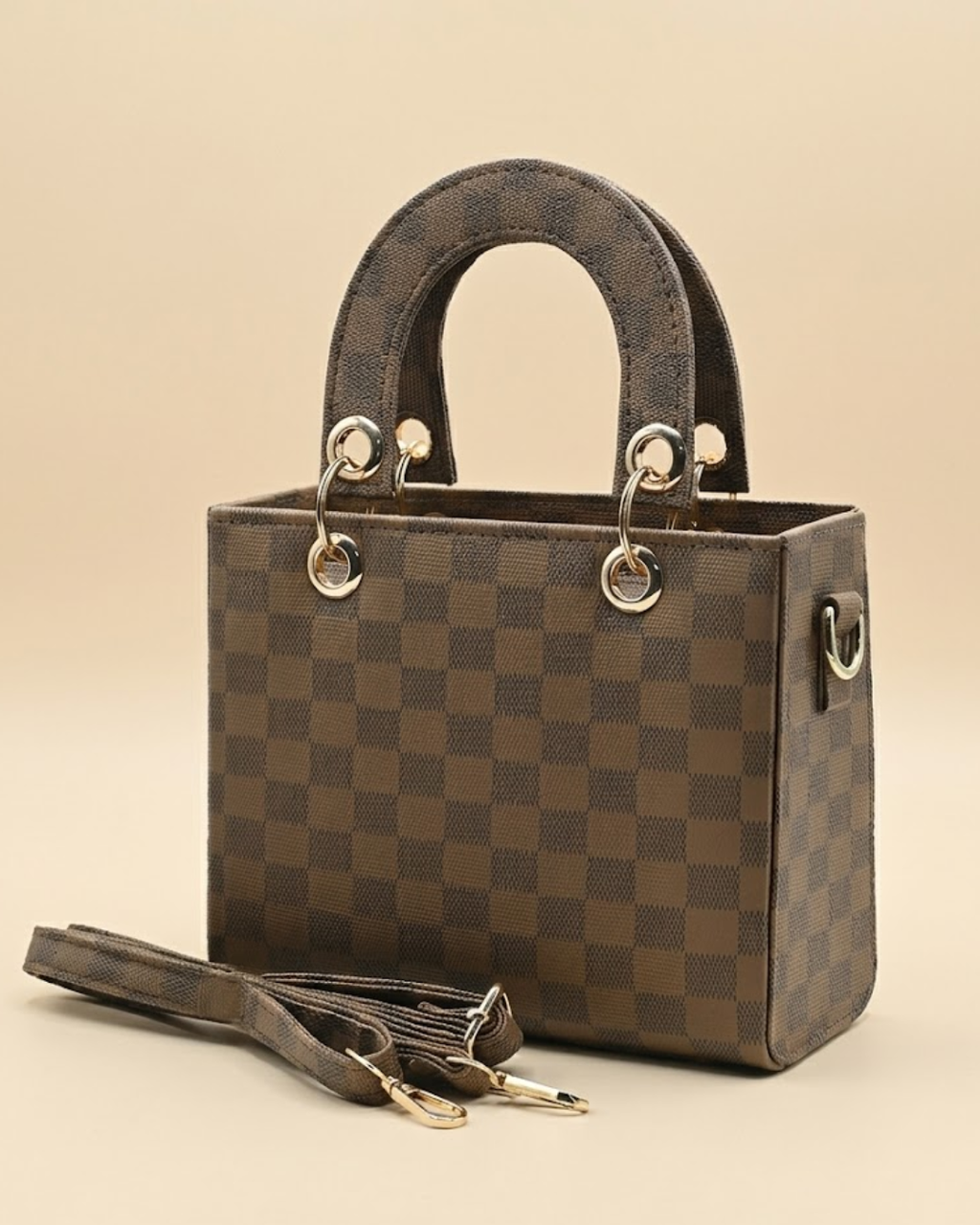 Checker Mini Crossbody_Brown