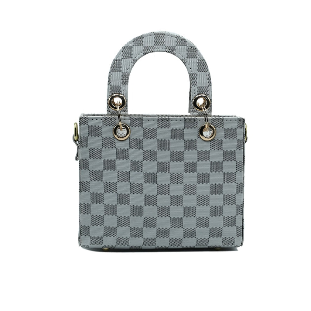 Checker Mini Crossbody Bag_ Grey
