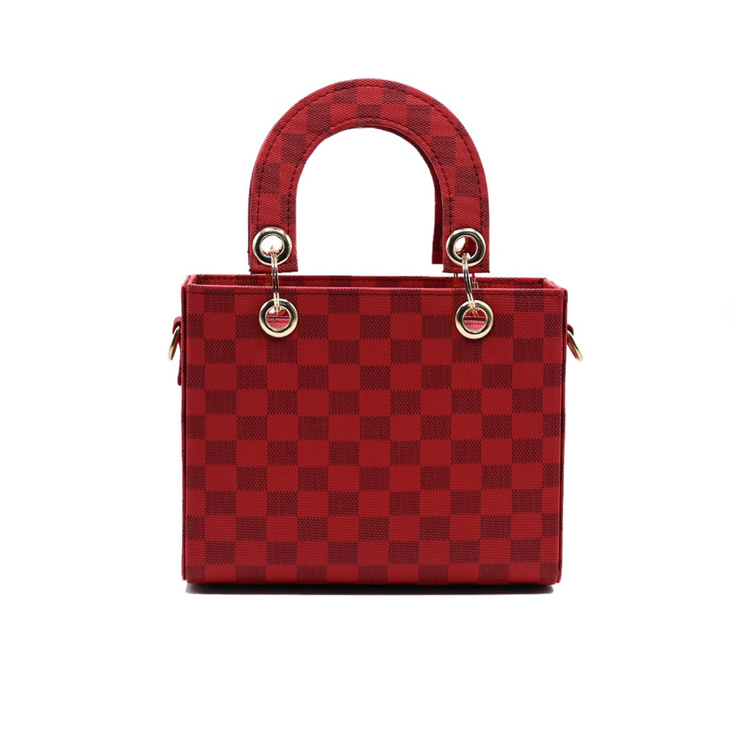 Checker Mini Crossbody Bag_ Red