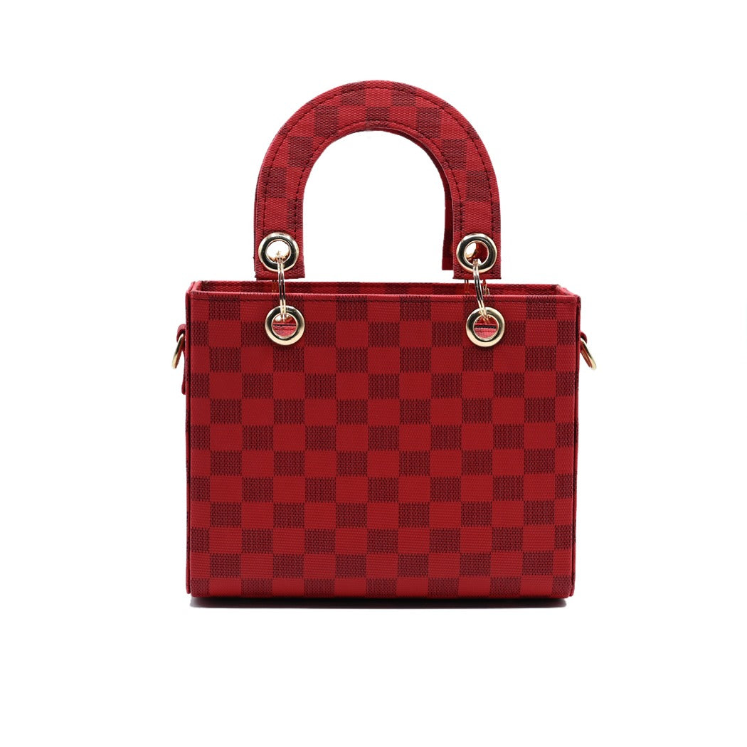 Checker Mini Crossbody Bag_ Red