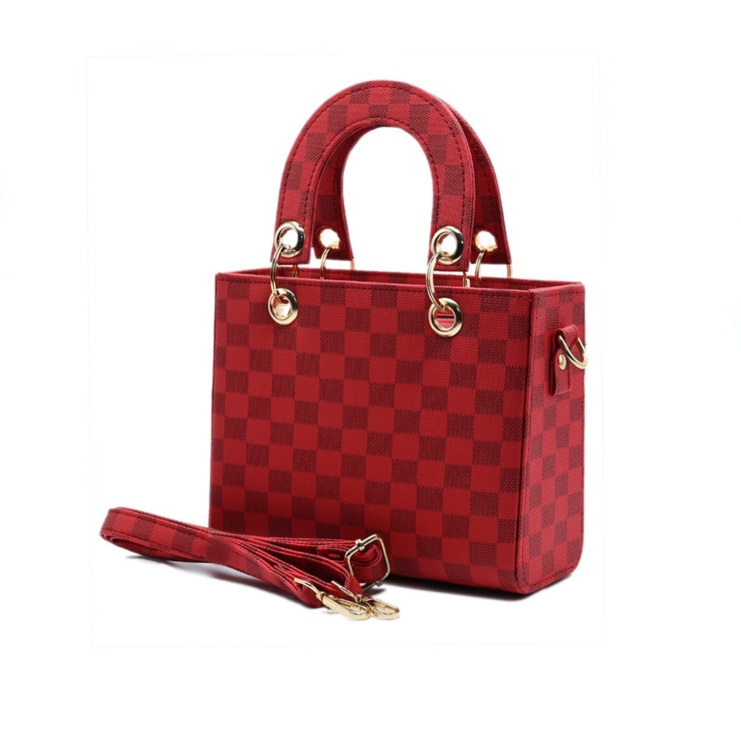 Checker Mini Crossbody Bag_ Red