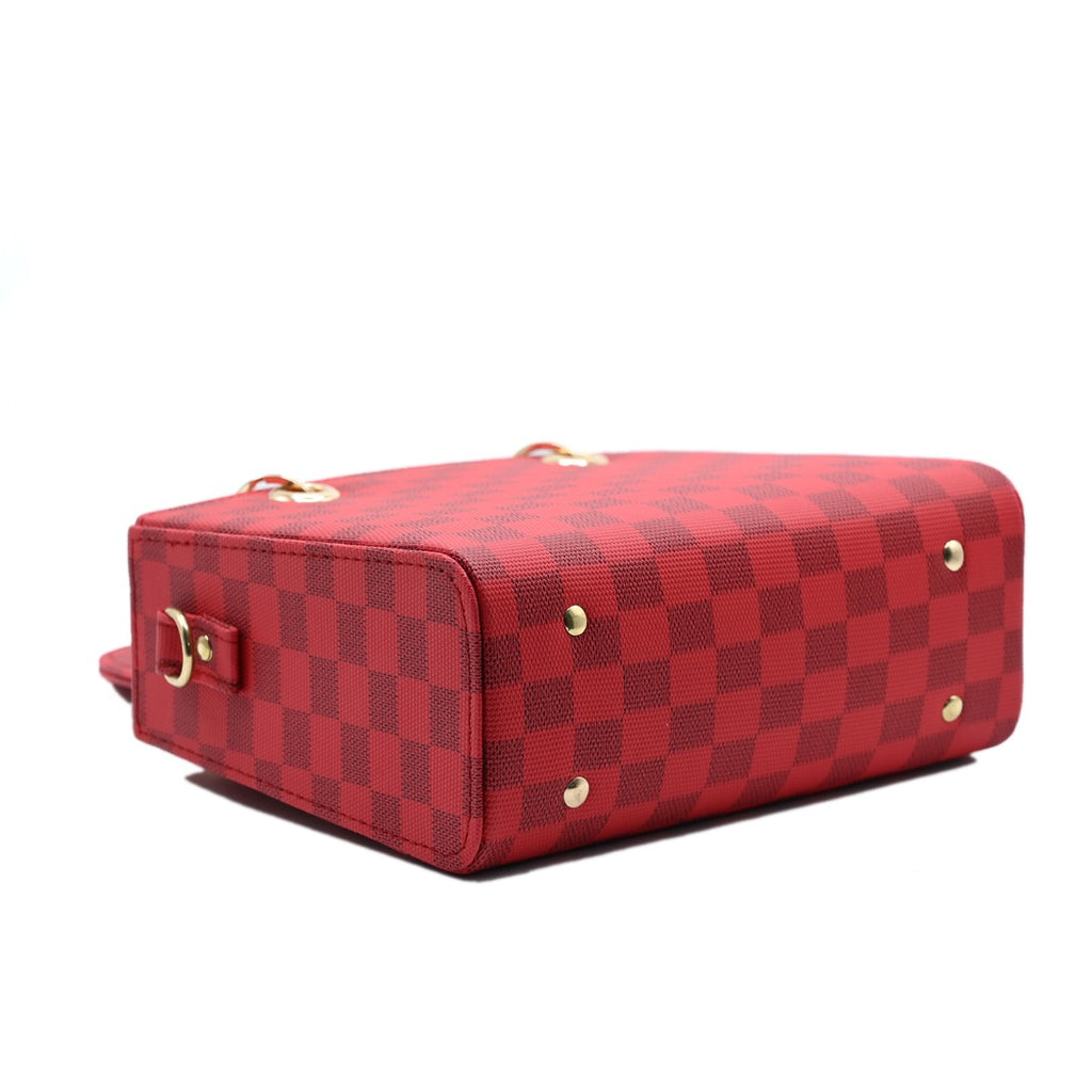 Checker Mini Crossbody Bag_ Red