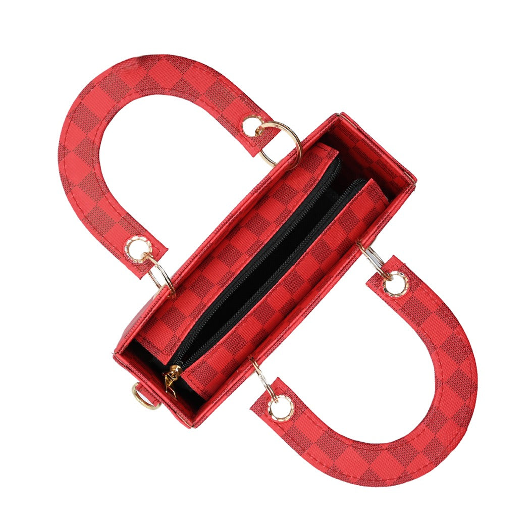 Checker Mini Crossbody Bag_ Red