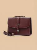 Classic Square Top Handle Bag - Mehroon