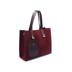 Flap Top Handle Tote Bag - Maroon