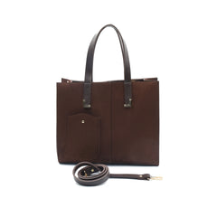 Flap Top Handle Tote Bag - Dark Brown