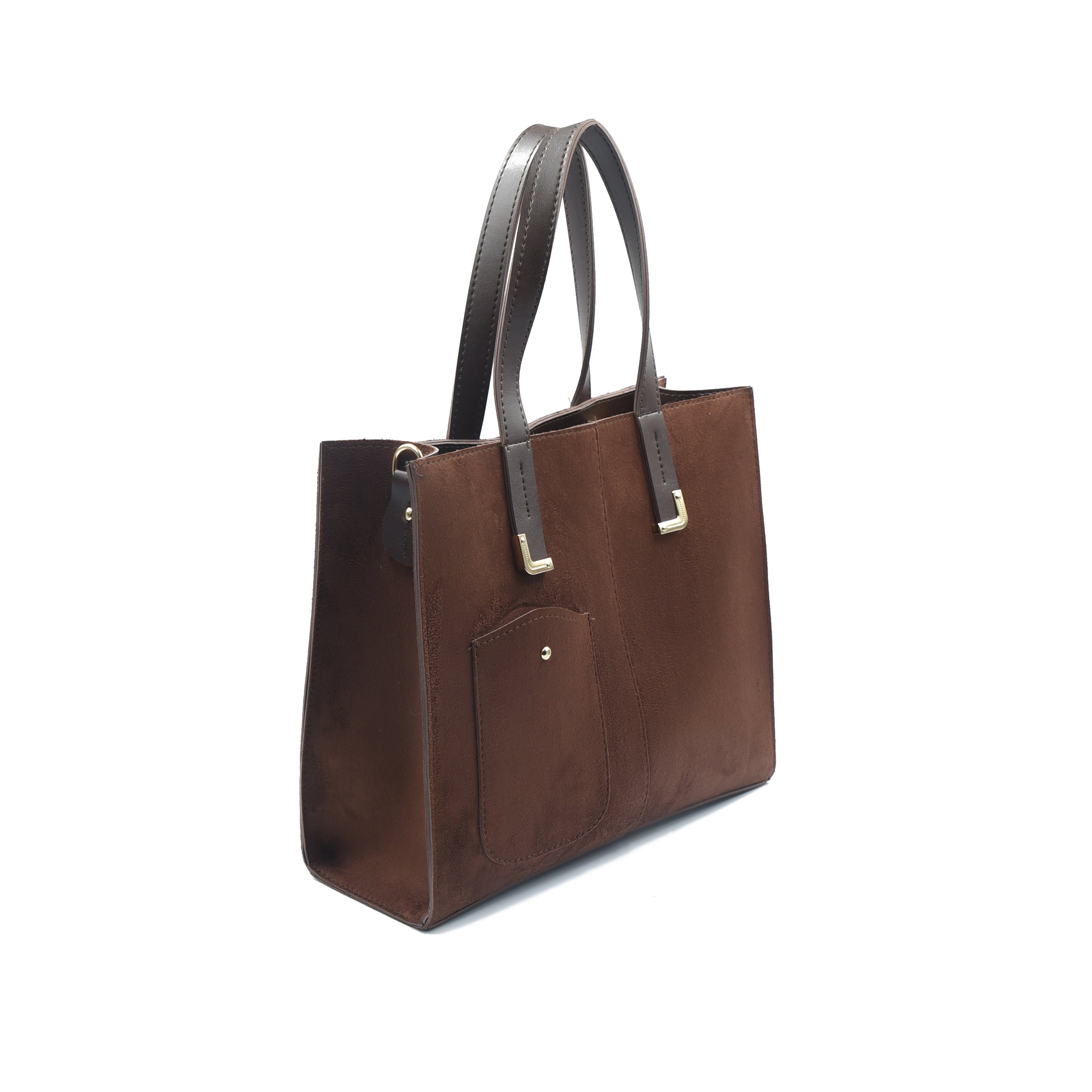 Flap Top Handle Tote Bag - Dark Brown