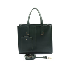 Flap Top Handle Tote Bag - Dark Green