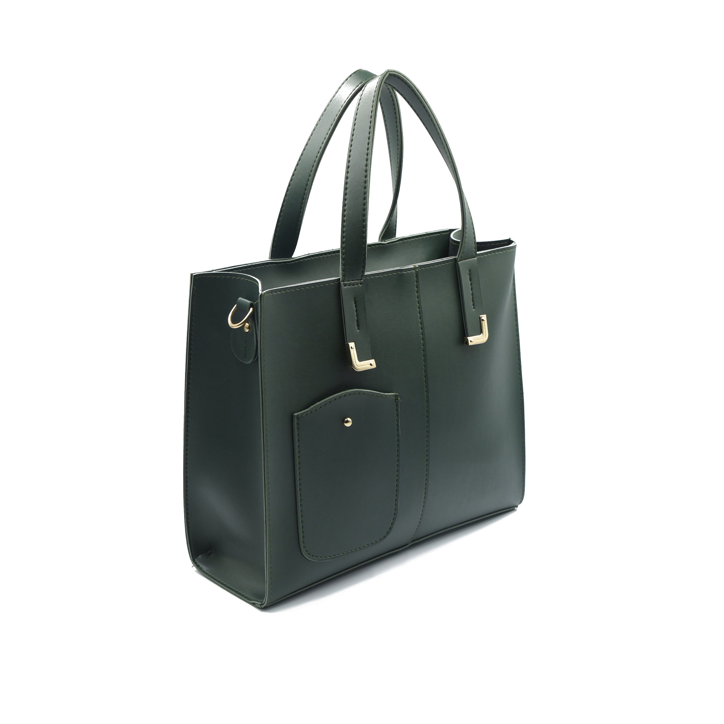 Flap Top Handle Tote Bag - Dark Green