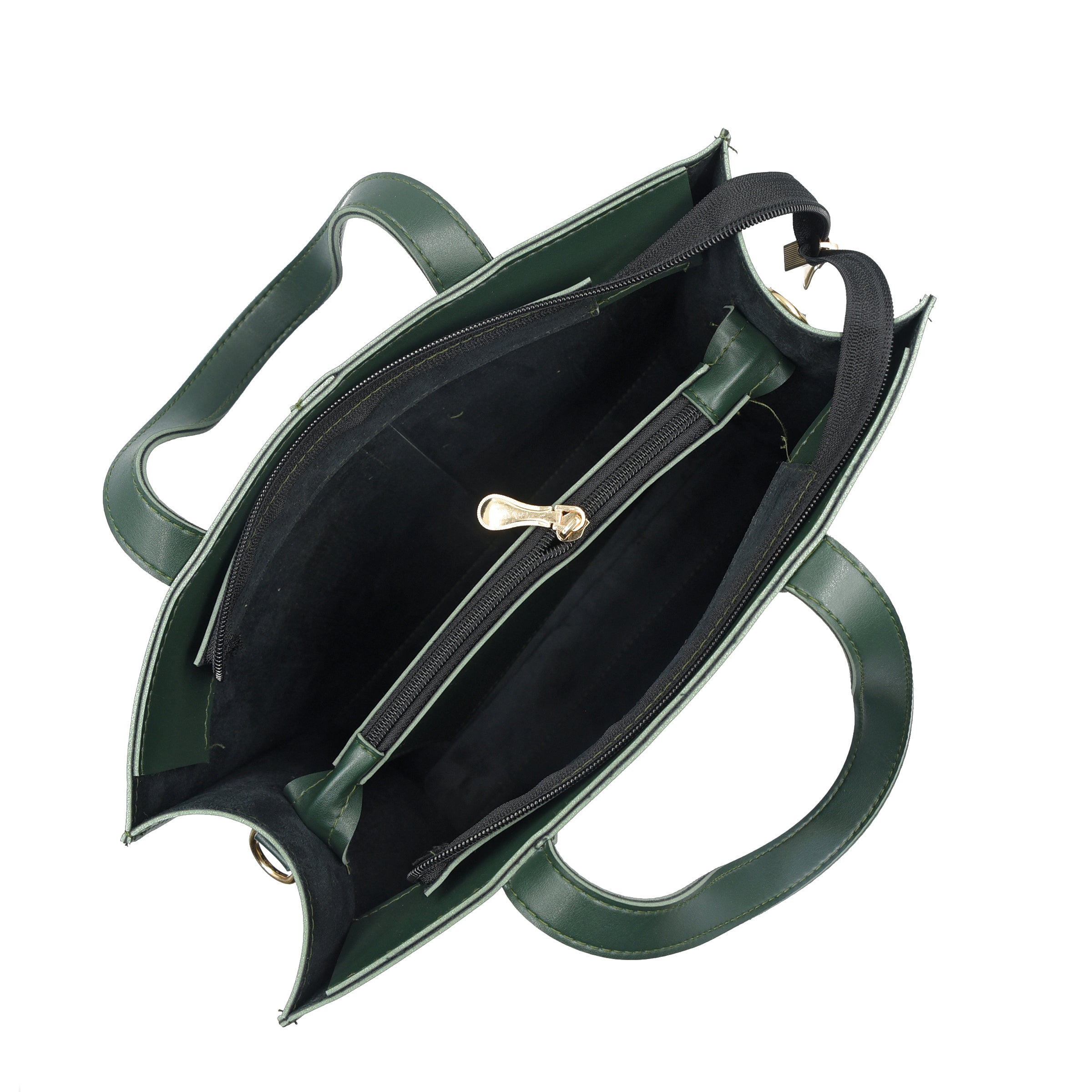 Flap Top Handle Tote Bag - Dark Green