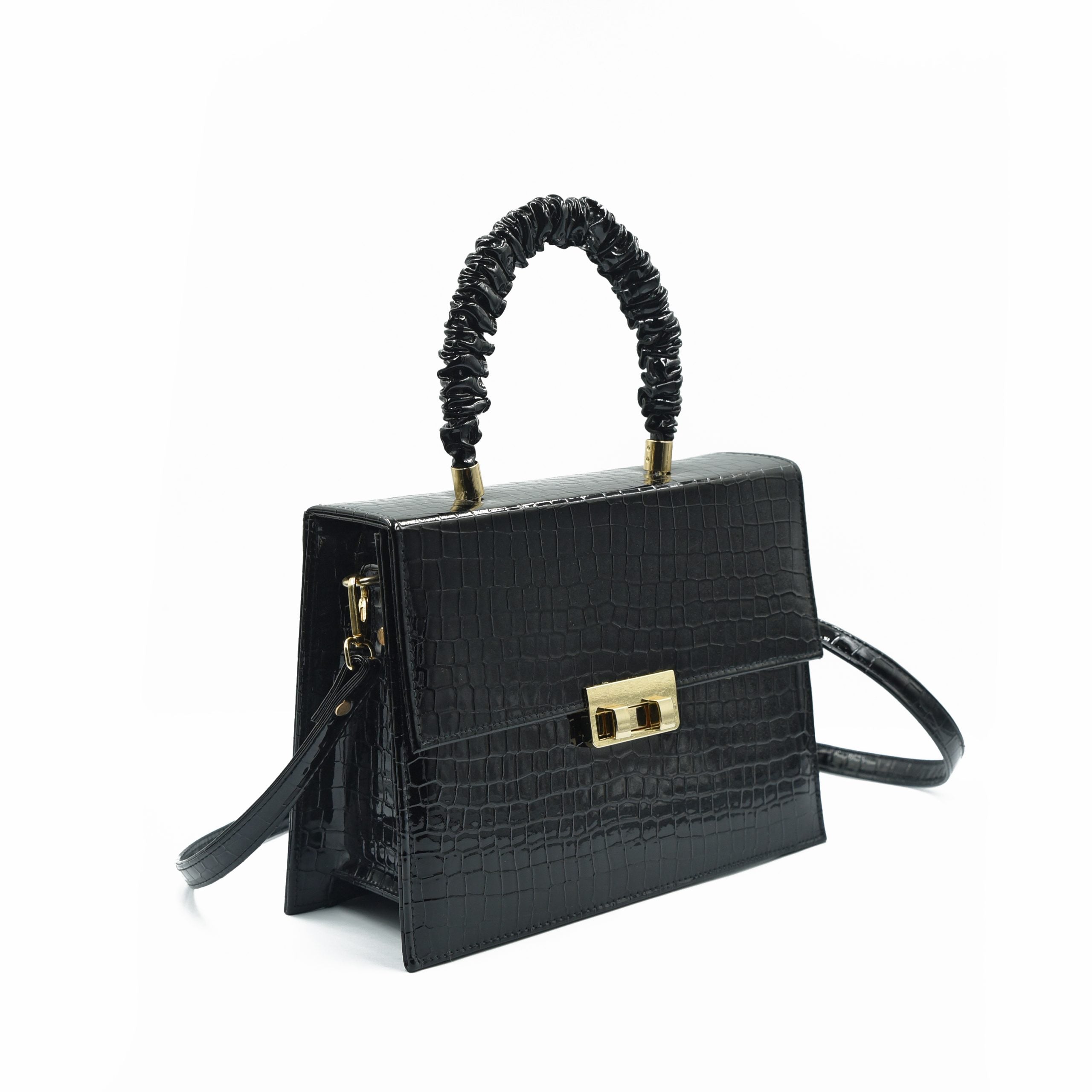 Leather Crossbody Bag -Black