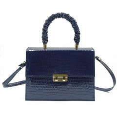 Leather Crossbody Bag - Navy Blue