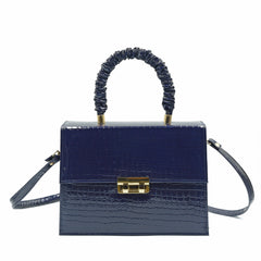 Leather Crossbody Bag - Navy Blue