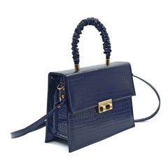 Leather Crossbody Bag - Navy Blue