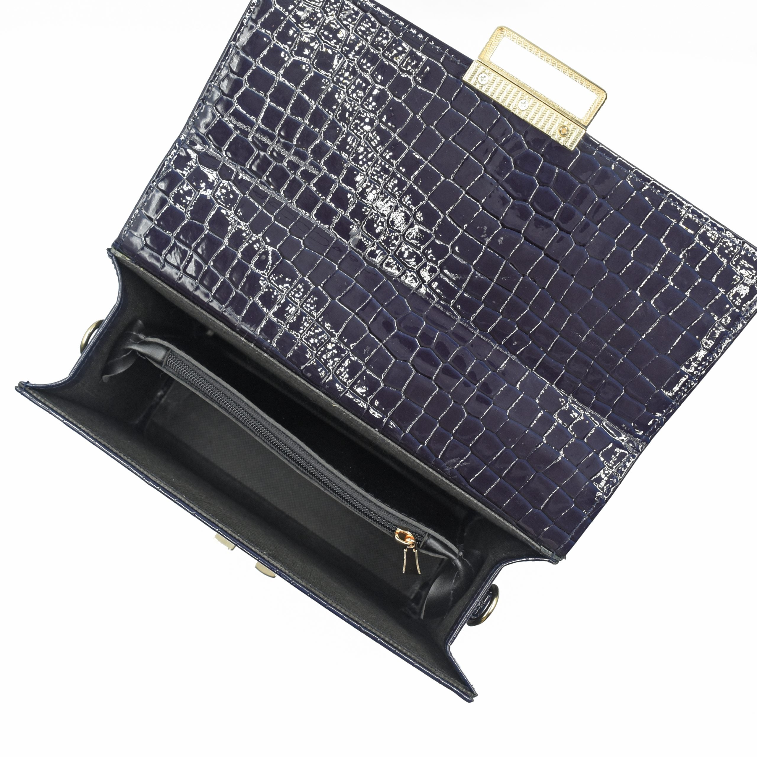 Leather Crossbody Bag - Navy Blue