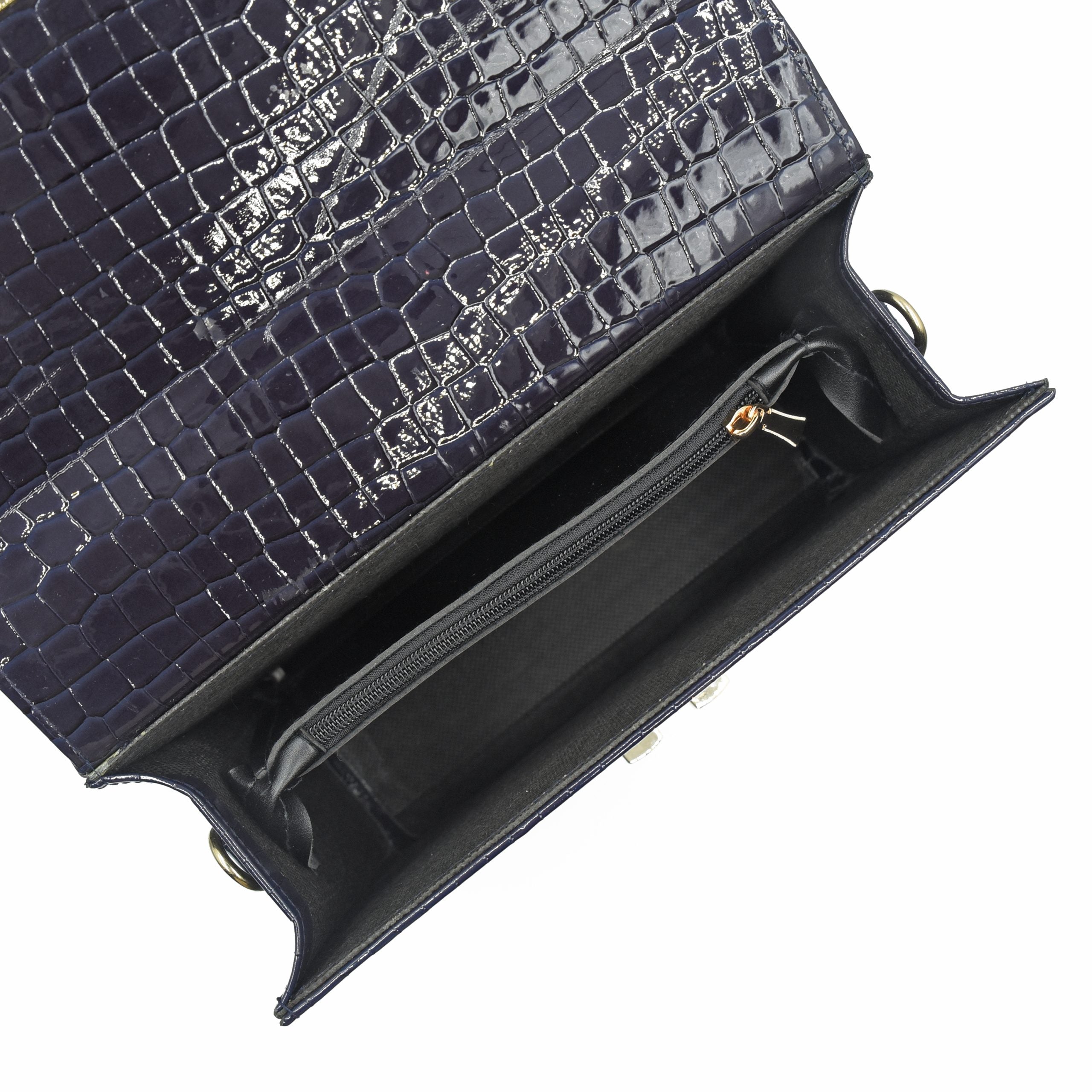 Leather Crossbody Bag - Navy Blue